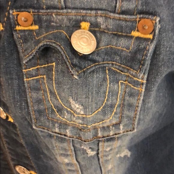 True Religion distressed Jean jacket w innerhoodie - Picture 4 of 14